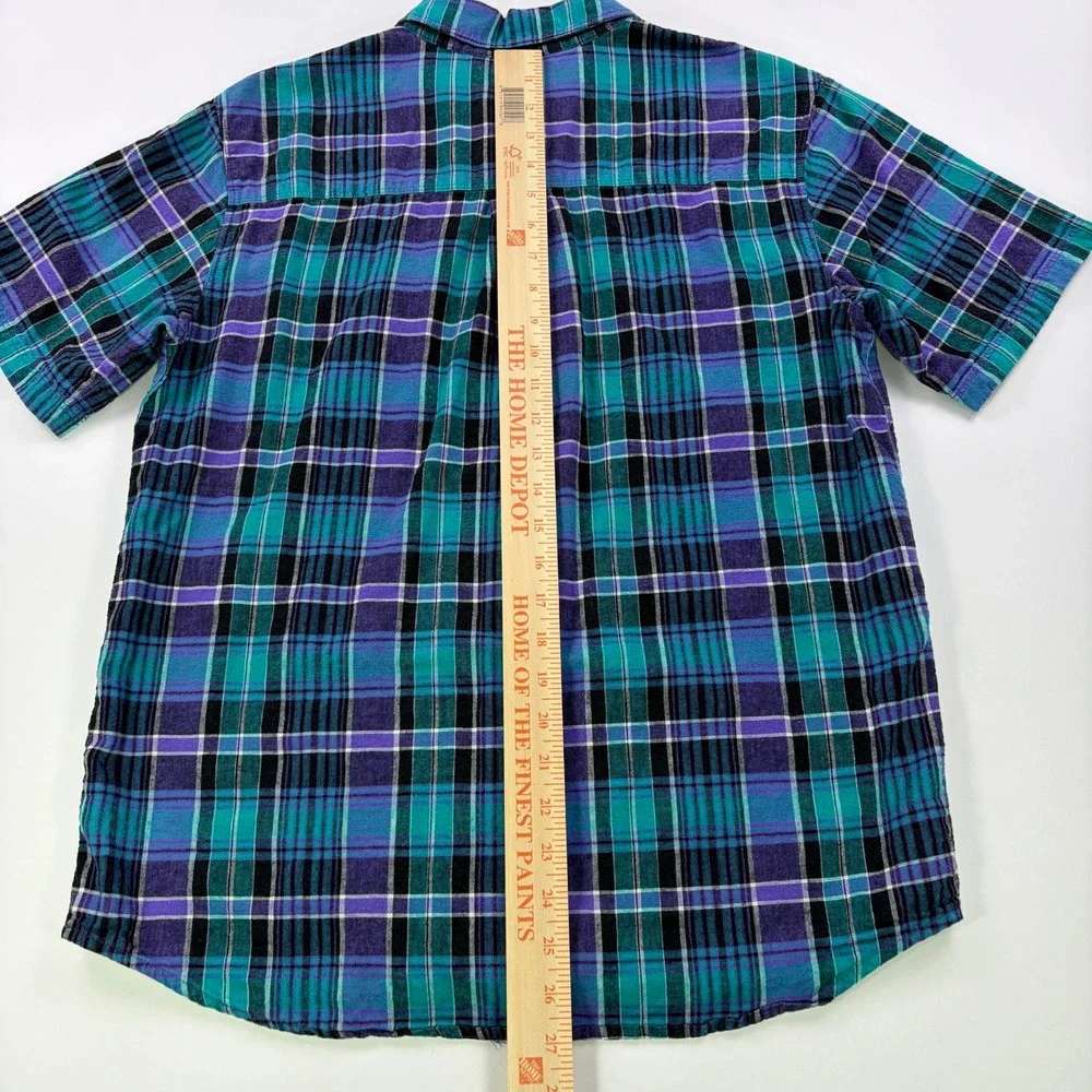 Outdoor Research Weisse Plaid Shirt Mens M Teal Purple Hemp Cotton S/S Button